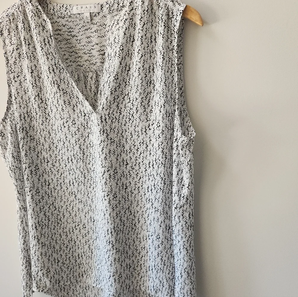 🔥 SOLD 🔥Chaus New York Sleeveless Speckled V Neck Tank Top Size Large - Picture 4 of 9